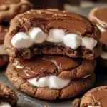 Thick Nutella Marshmallow Cookies with Fudgy Layers