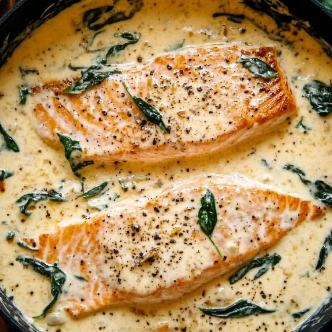 Creamy Tuscan Salmon with Parmesan Sauce