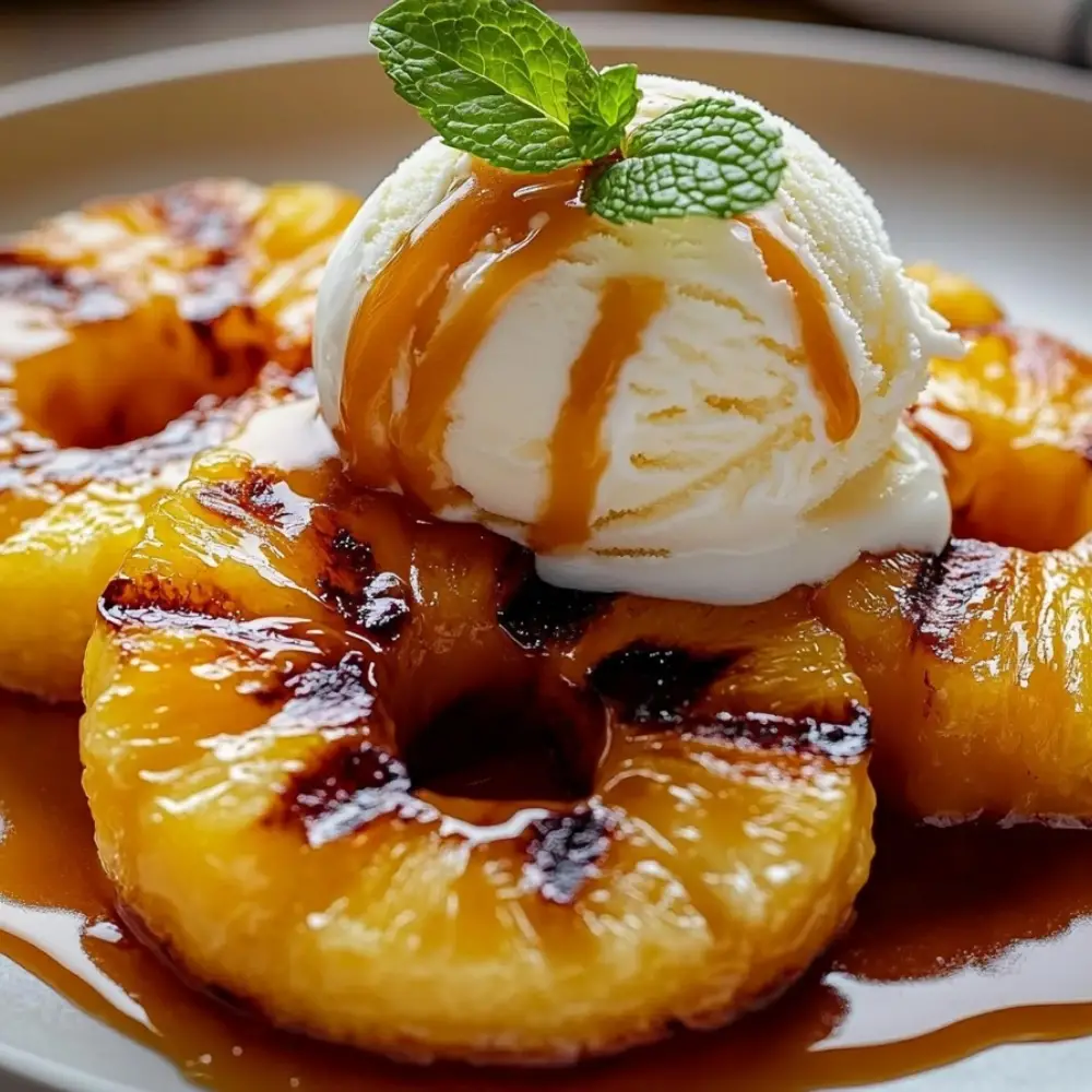 Grilled Pineapple with Vanilla Ice Cream
