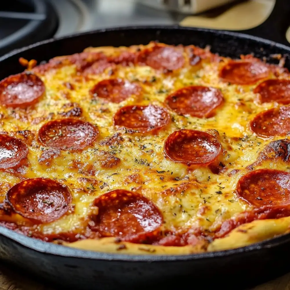 Homemade Cast Iron Deep Dish Pizza