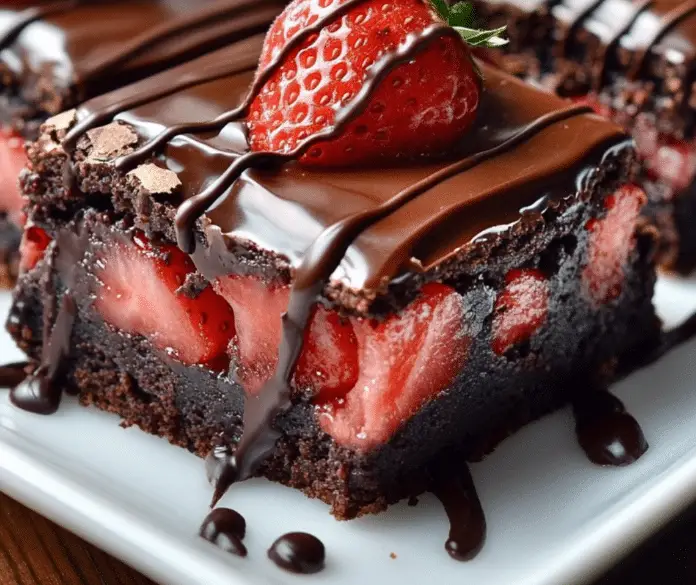 Chocolate Covered Strawberry Brownies